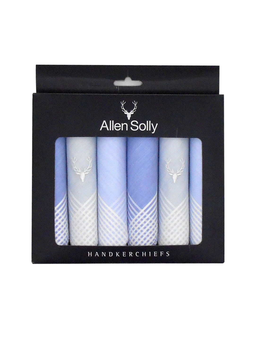 Allen Solly Men Pack Of 6 Solid Handkerchief Gift Set, Blue