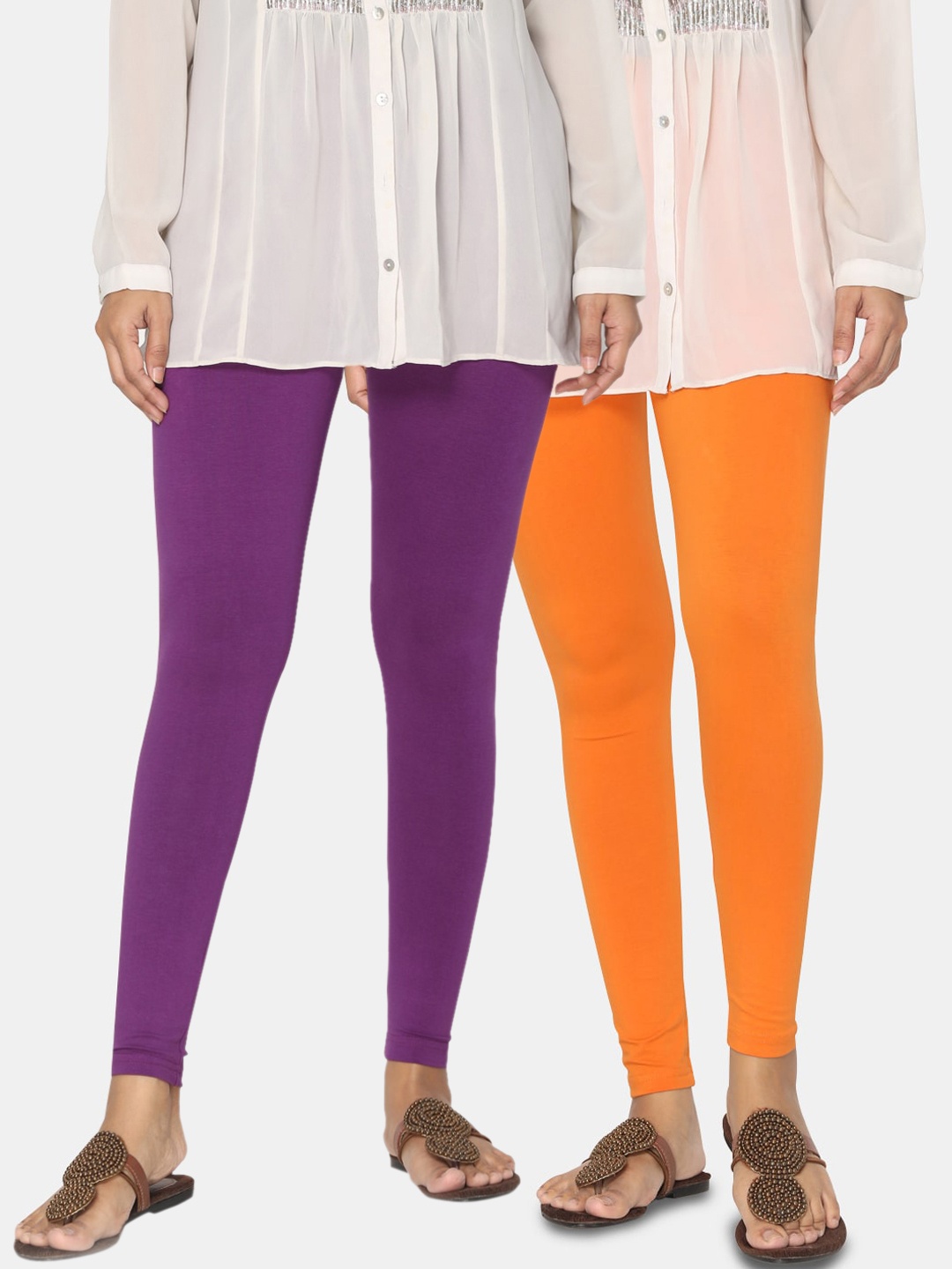 

TSG Bliss Women Pack of 2 Solid Ankle Length Leggings, Purple