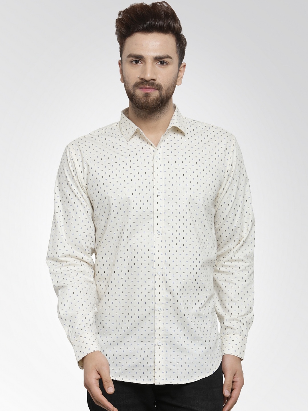 

JAINISH Men Cream-Coloured Regular Fit Printed Casual Shirt