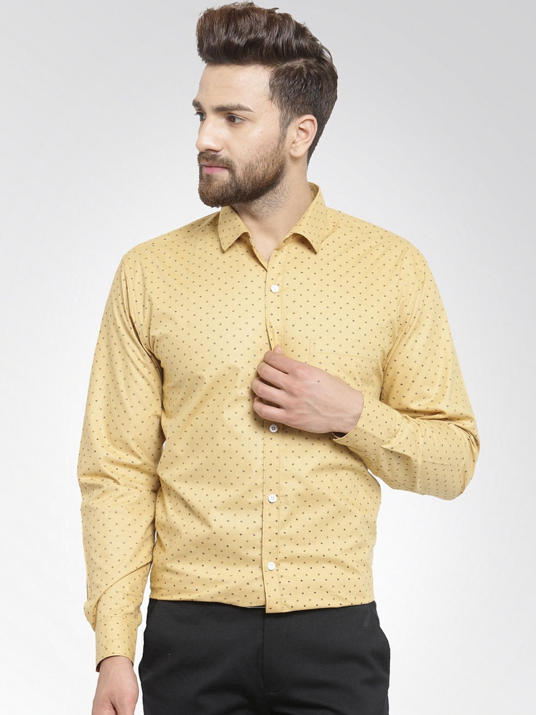 

JAINISH Men Beige Regular Fit Printed Formal Shirt