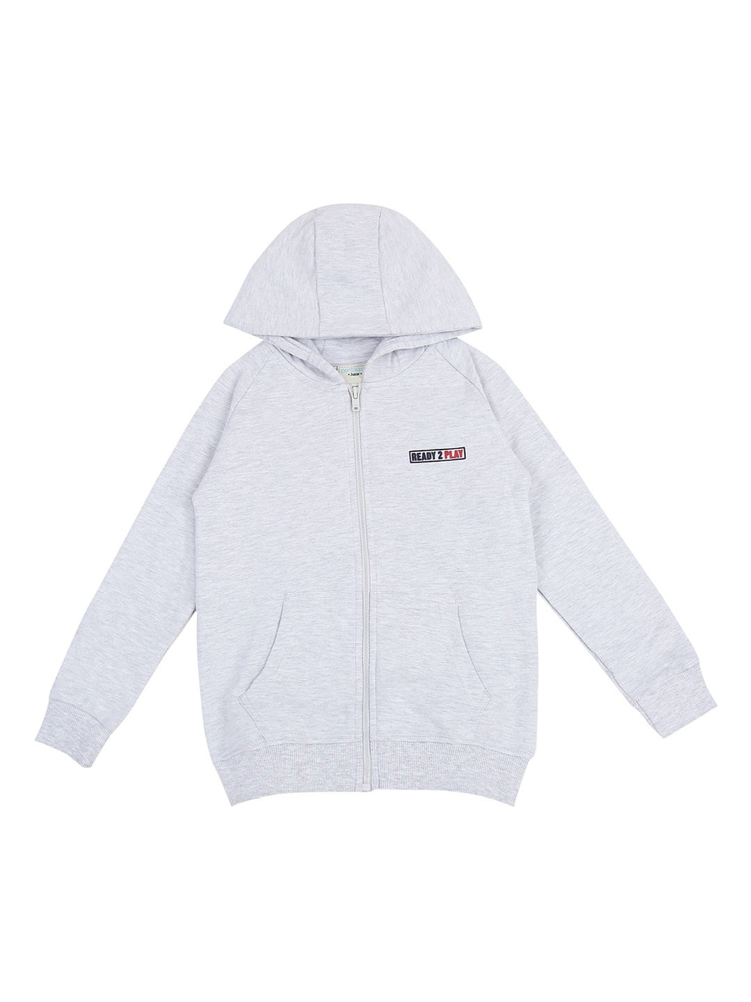 

Pantaloons Junior Boys Grey Solid Cotton Hooded Sweatshirt
