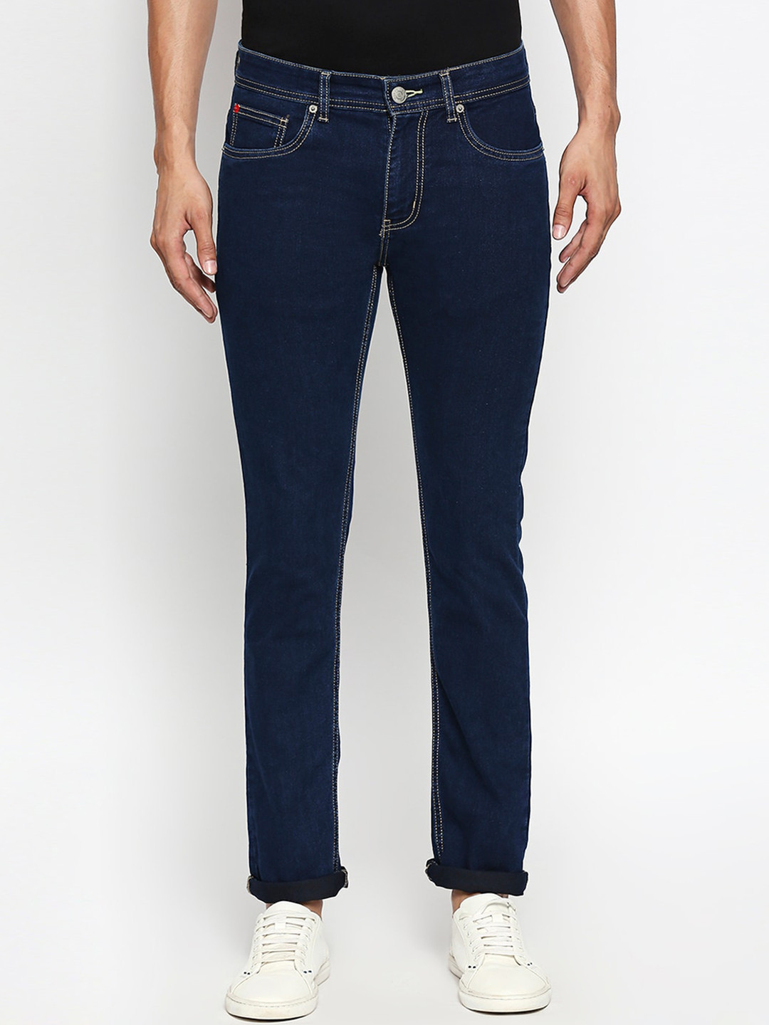 

People Men Navy Blue Tapered Fit Mid-Rise Clean Look Jeans