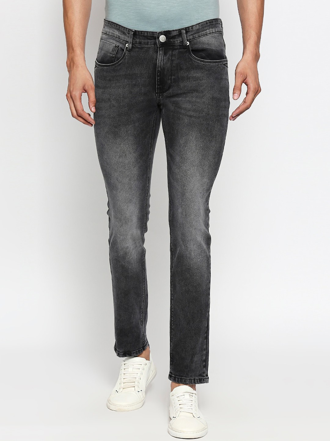 

People Men Grey Tapered Fit Mid-Rise Clean Look Jeans
