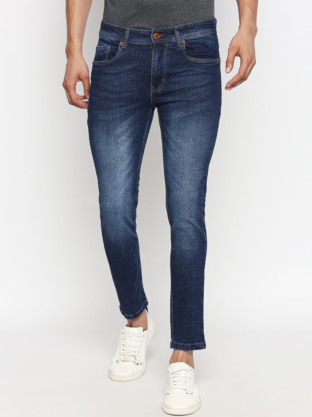 

People Men Blue Skinny Fit Mid-Rise Clean Look Stretchable Jeans