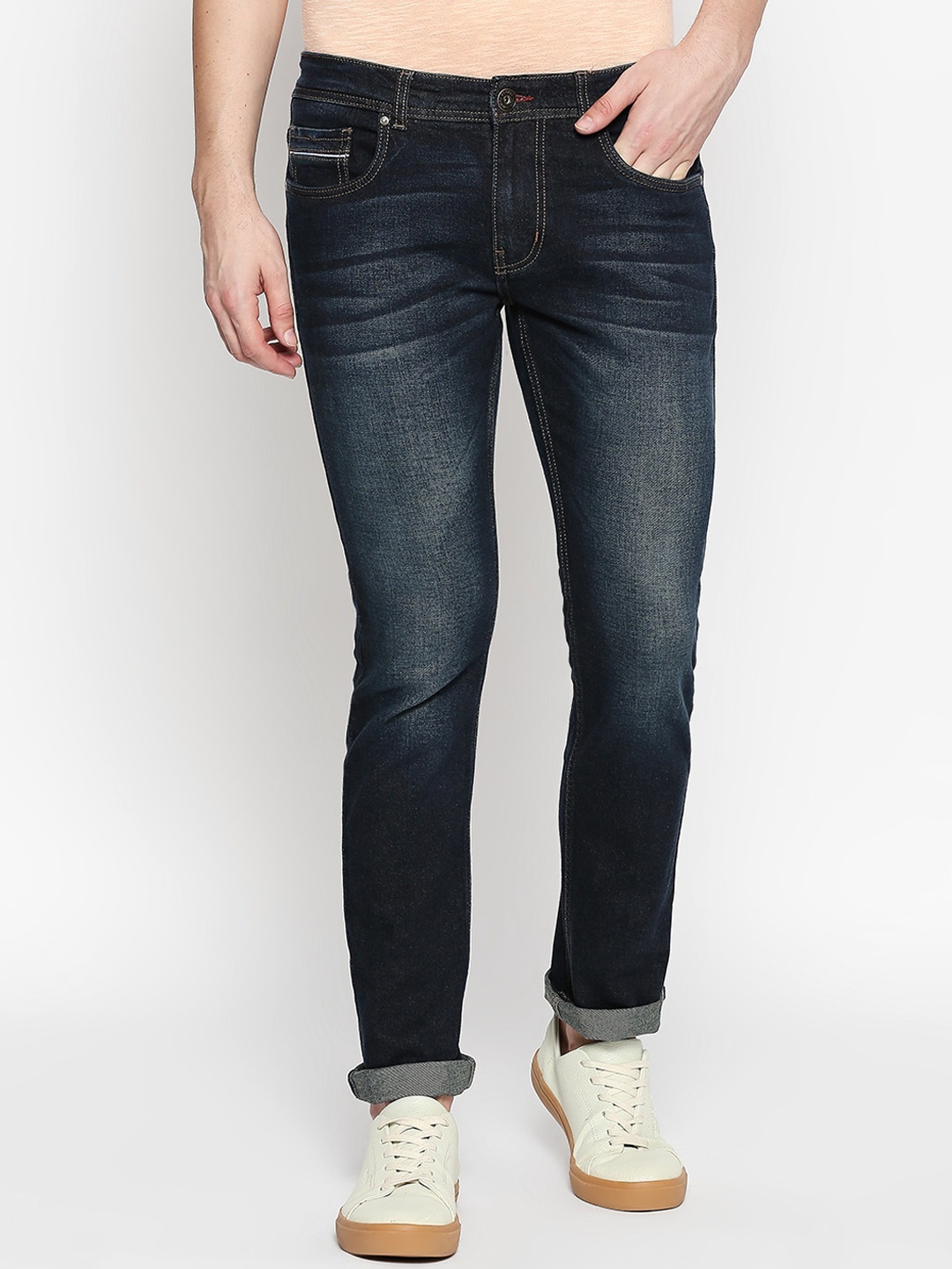 

People Men Navy Blue Slim Fit Mid-Rise Clean Look Stretchable Jeans