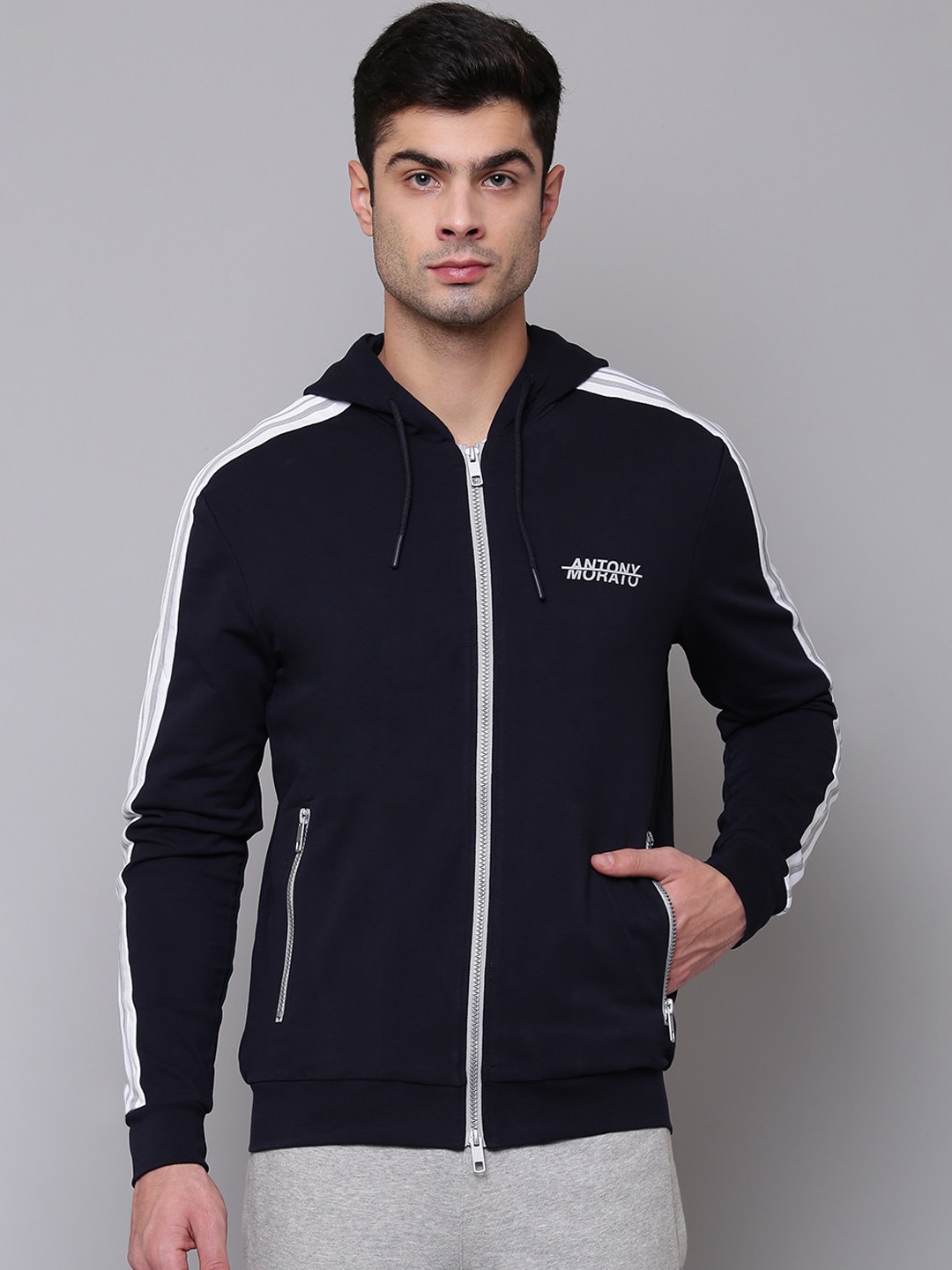 

Antony Morato Men Blue Solid Sporty Jacket