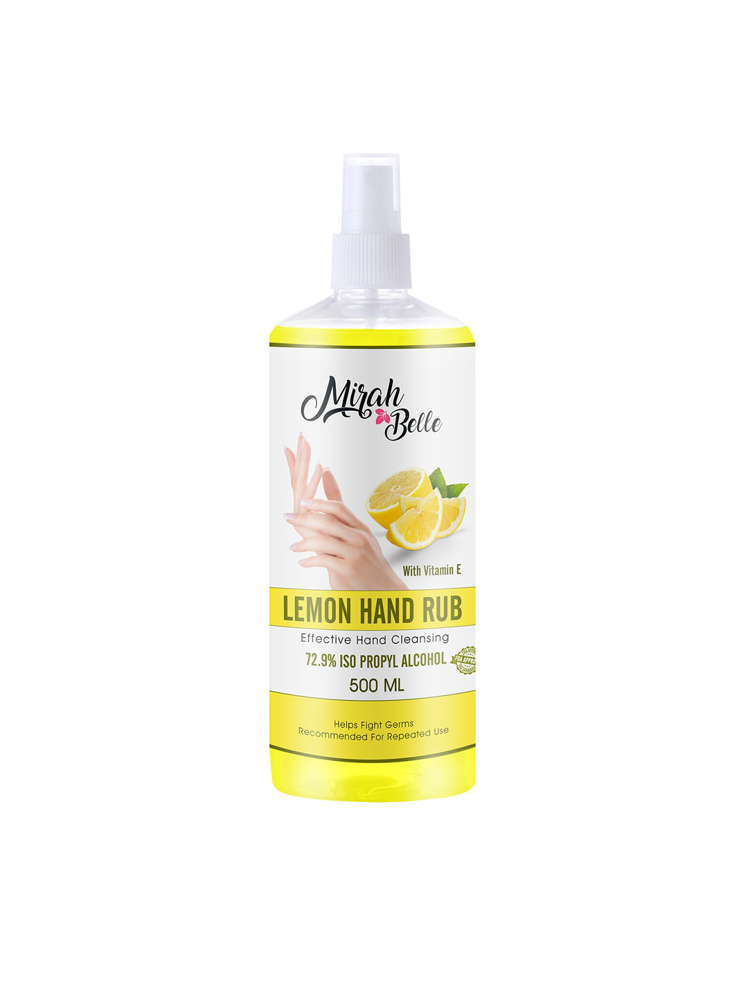 

Mirah Belle Lemon Hand Rub Sanitizer Spray With Vitamin E - 500 ml, Yellow
