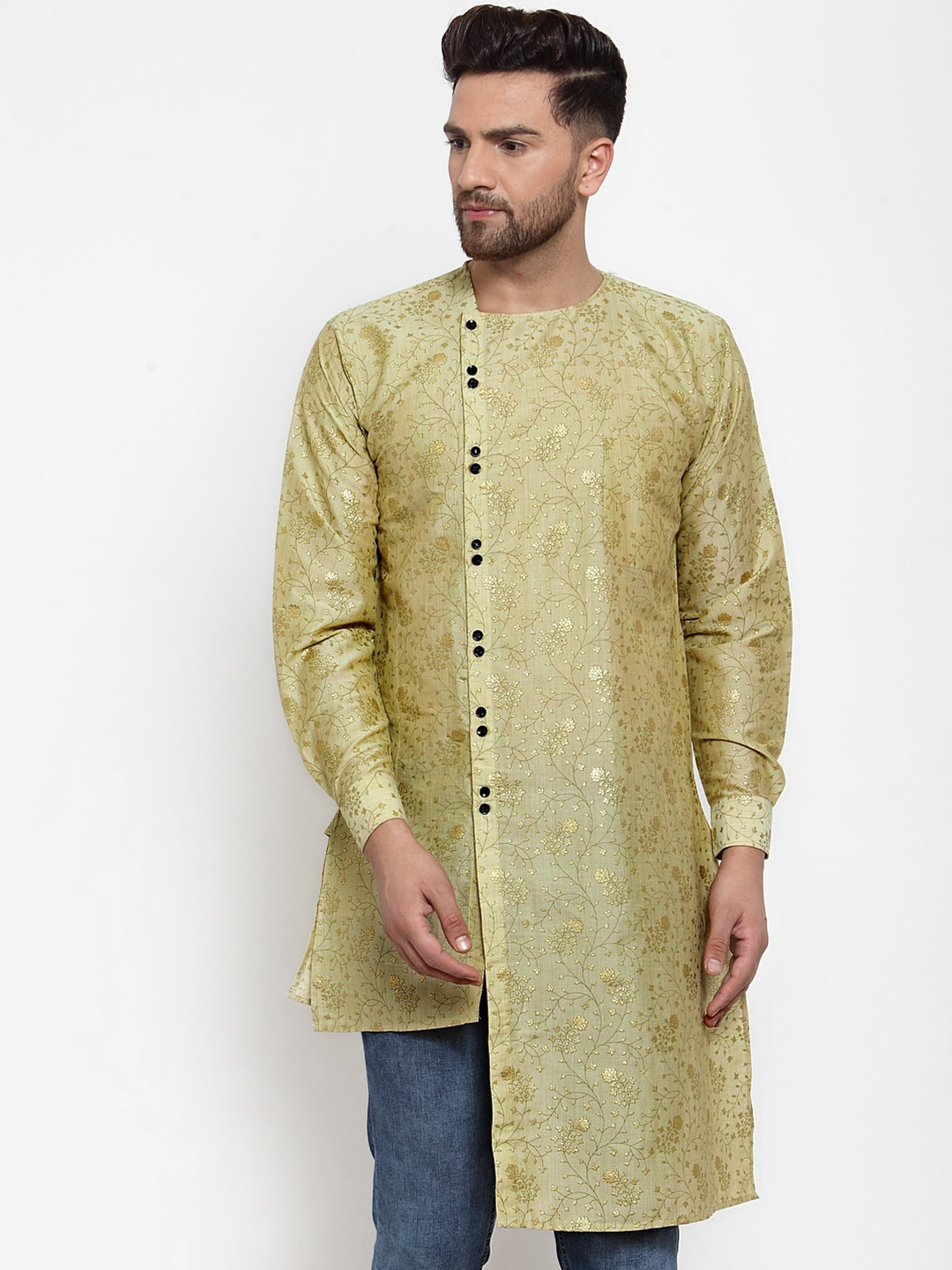 

KLOTTHE Men Green Printed Straight Kurta