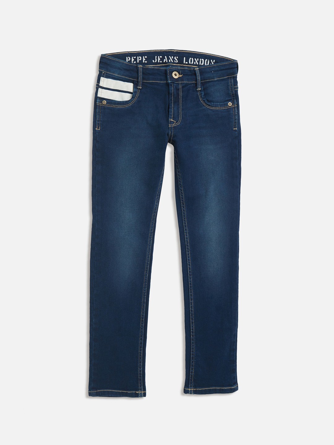 

Pepe Jeans Boys Blue Slim Fit Mid-Rise Clean Look Stretchable Jeans