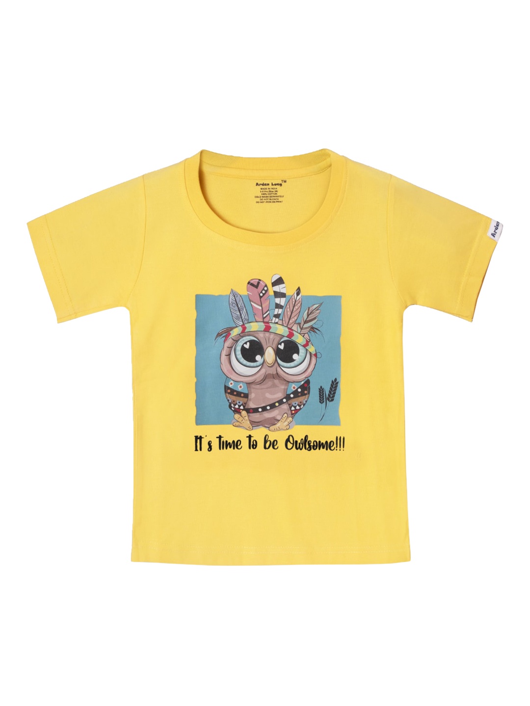 Ardan Lucy Girls Yellow Printed Round Neck T-shirt
