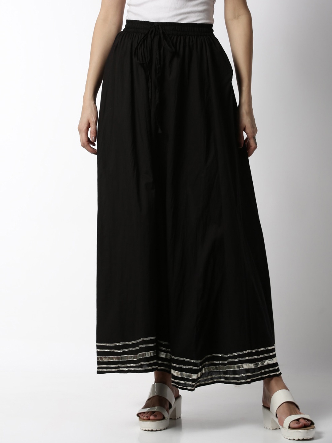 

Soch Women Black Solid Flared Palazzos