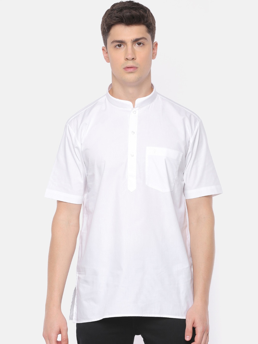 

Ramraj Men White Solid Straight Kurta