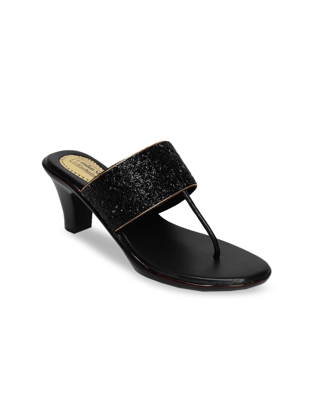 

LONDON STEPS Women Black Embellished Block Heels