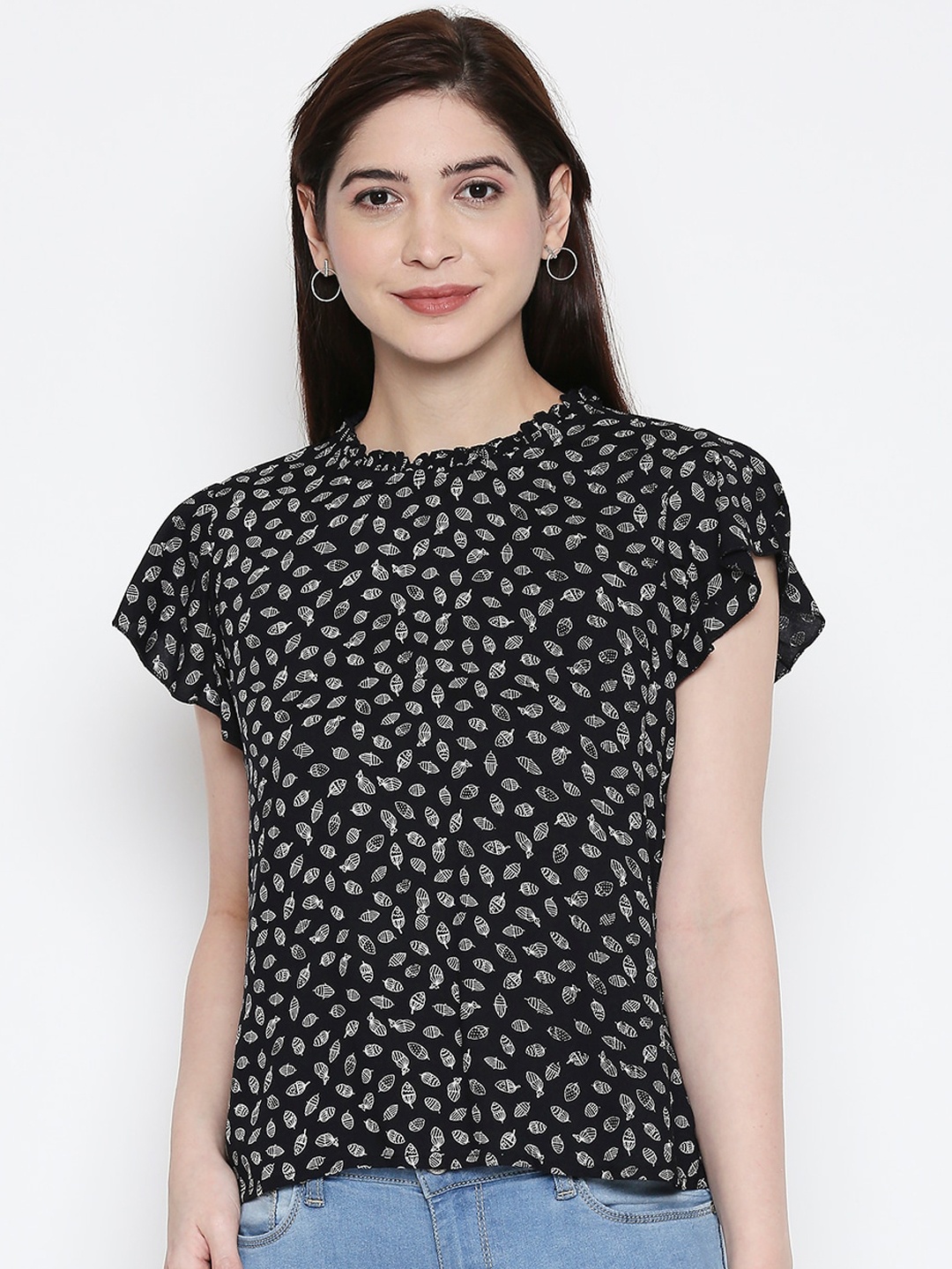

People Women Black Printed Top