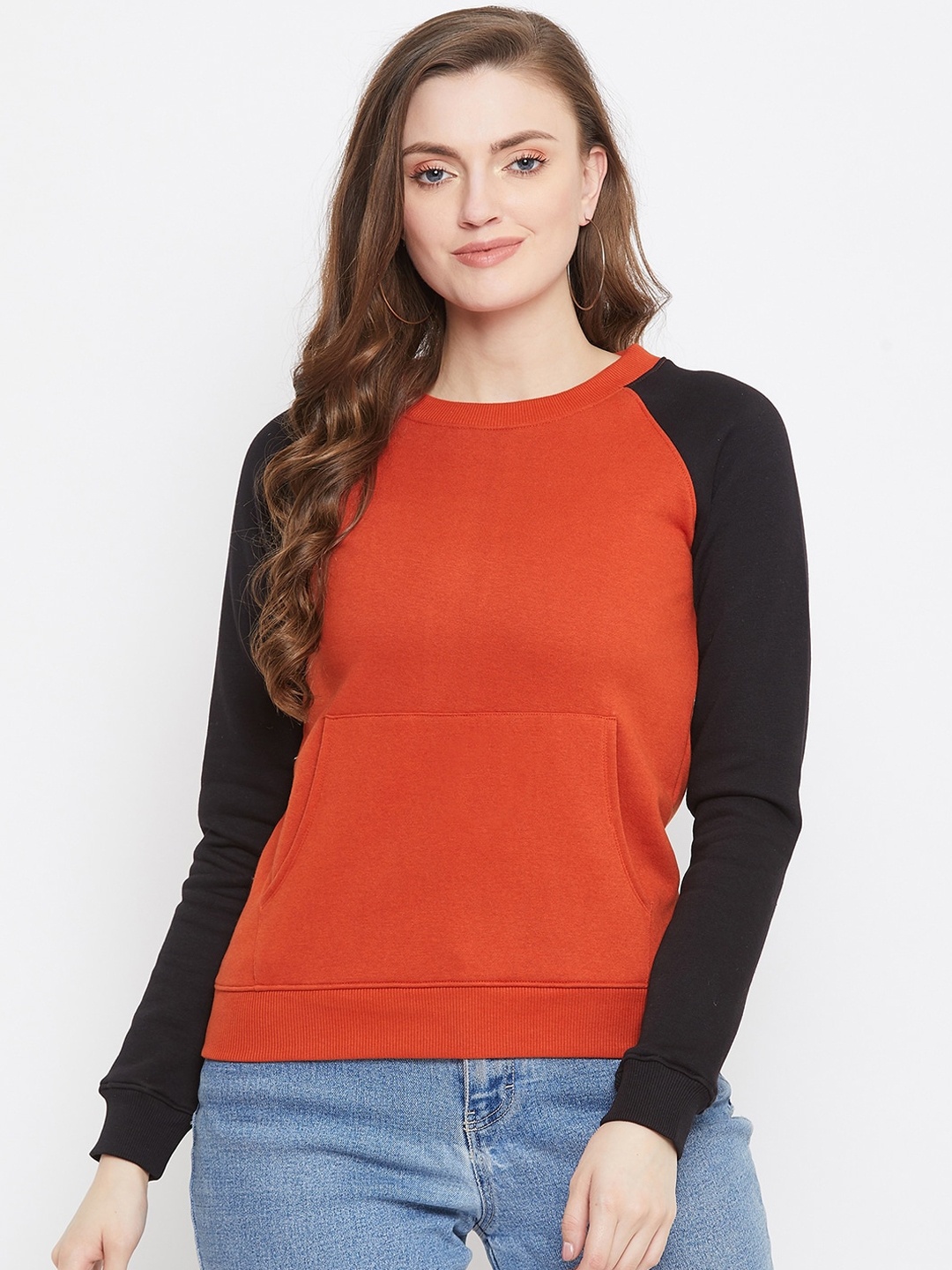 

Nun Women Rust & Black Solid Sweatshirt