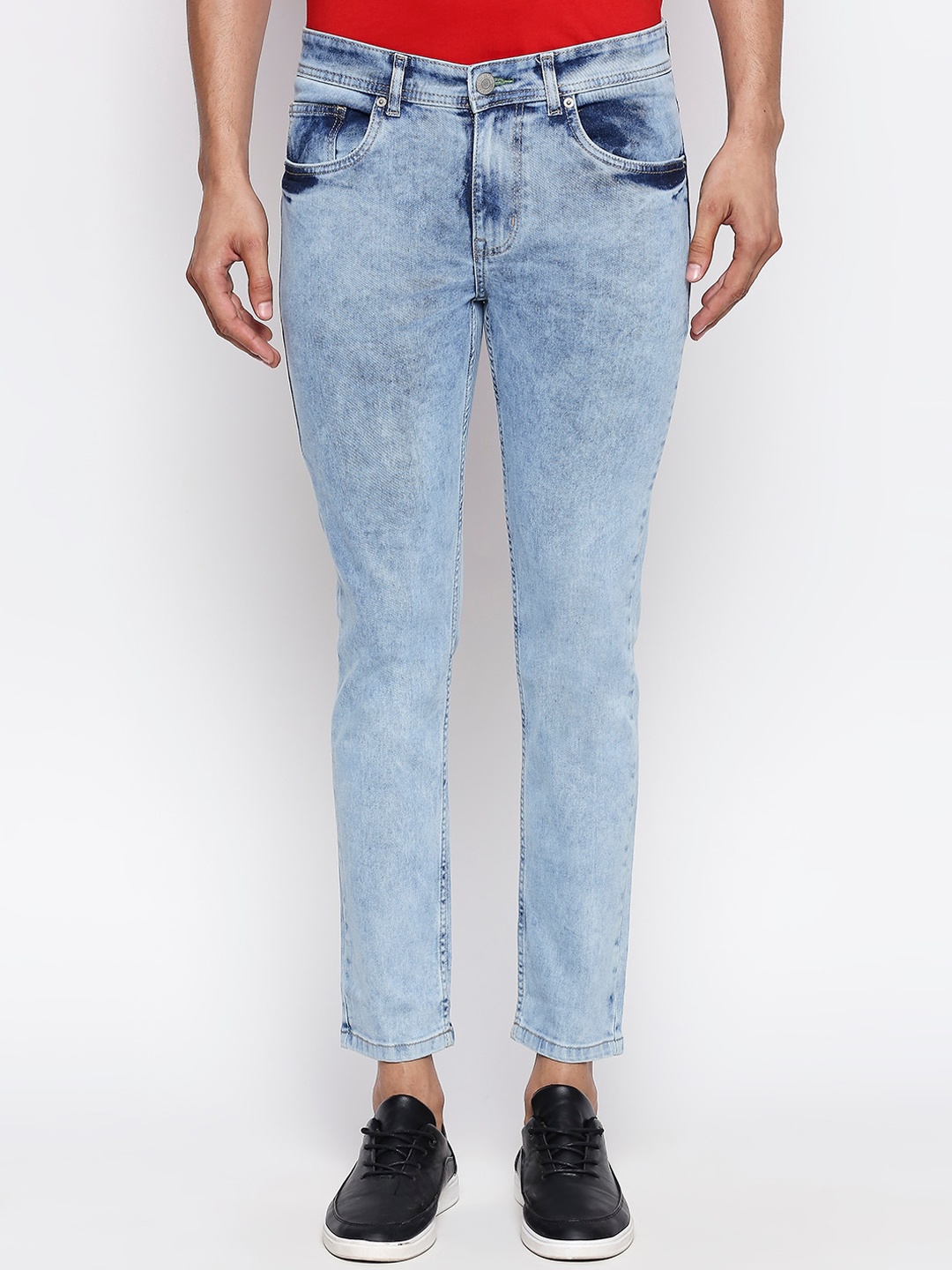 

People Men Blue Tapered Fit Mid-Rise Clean Look Jeans