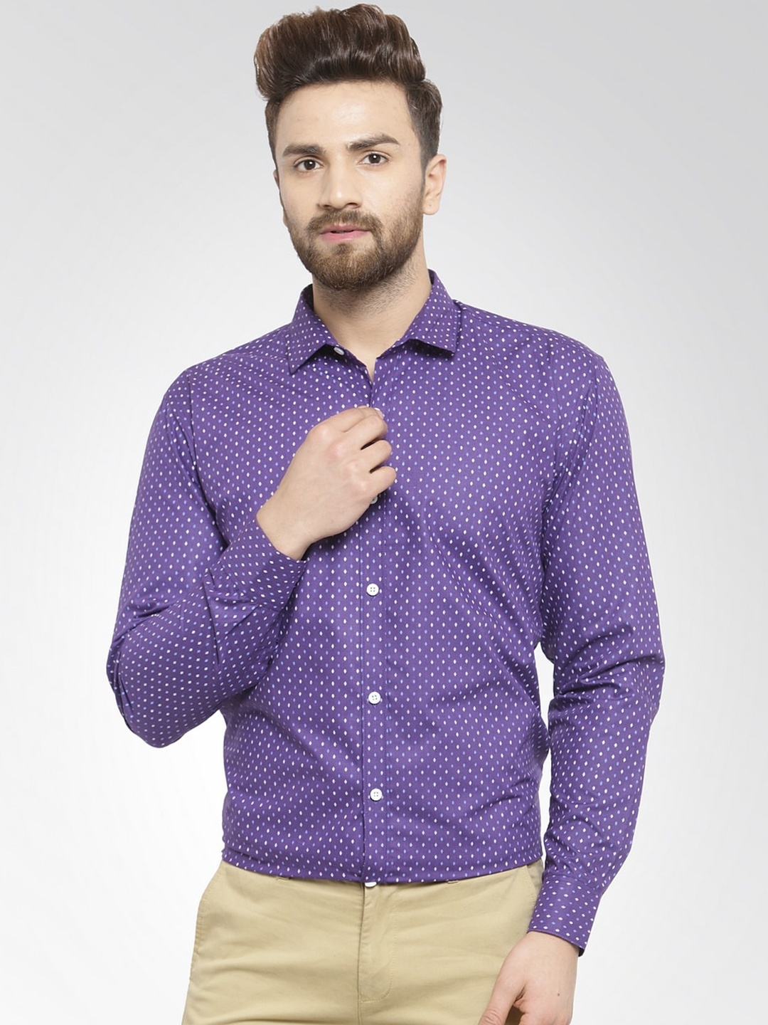 

JAINISH Men Violet Regular Fit Printed Formal Shirt