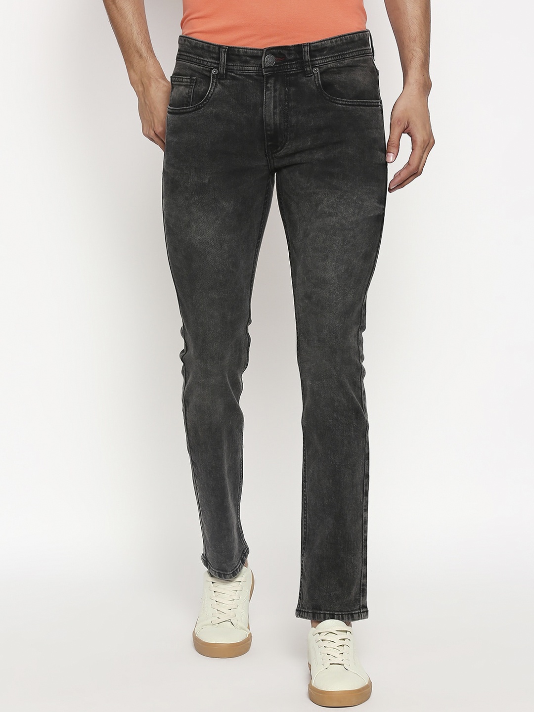 

People Men Grey Slim Fit Mid-Rise Clean Look Stretchable Jeans