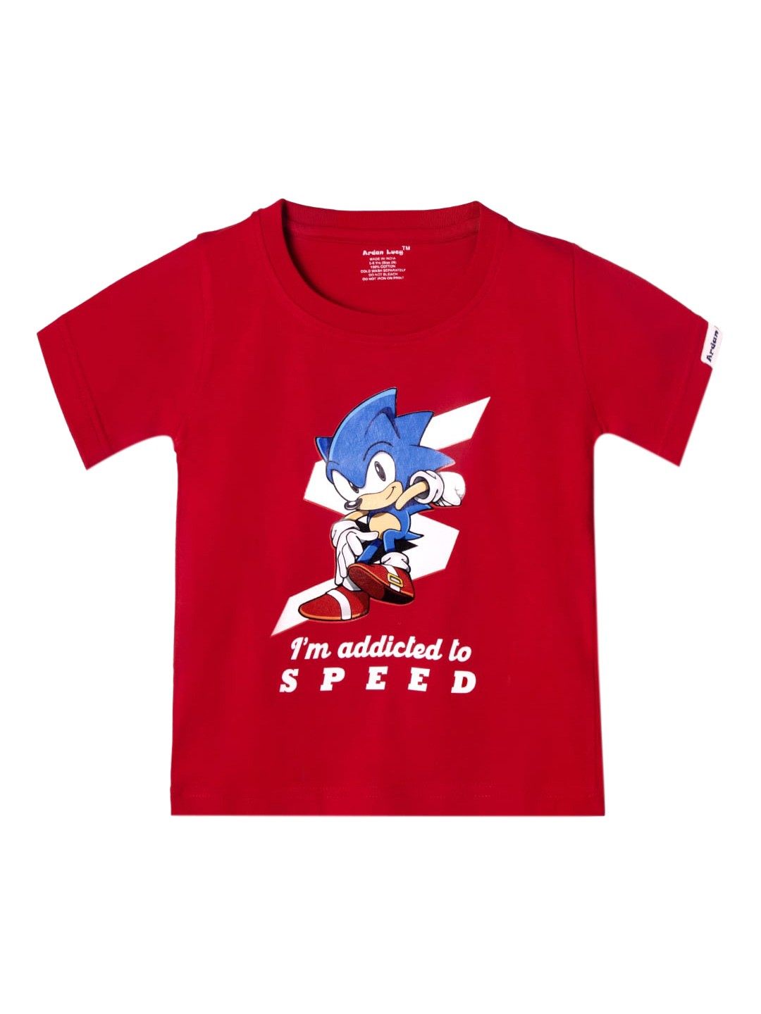 

Ardan Lucy Boys Red Sonic Printed Round Neck T-shirt