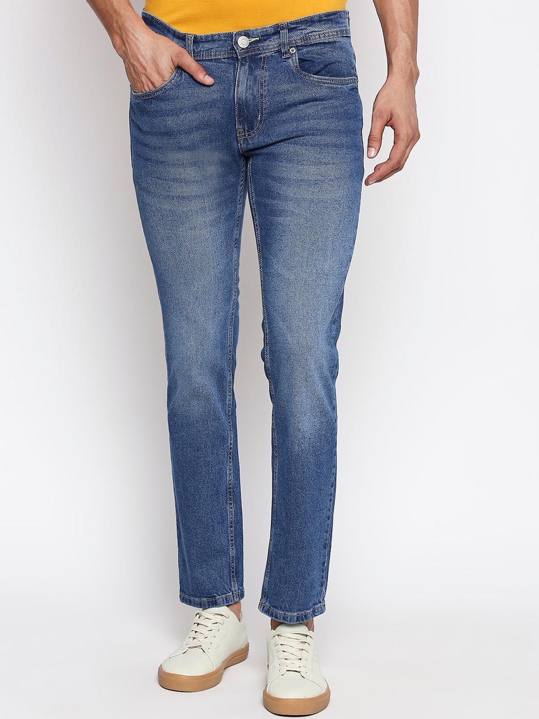 

People Men Blue Slim Fit Mid-Rise Clean Look Stretchable Jeans