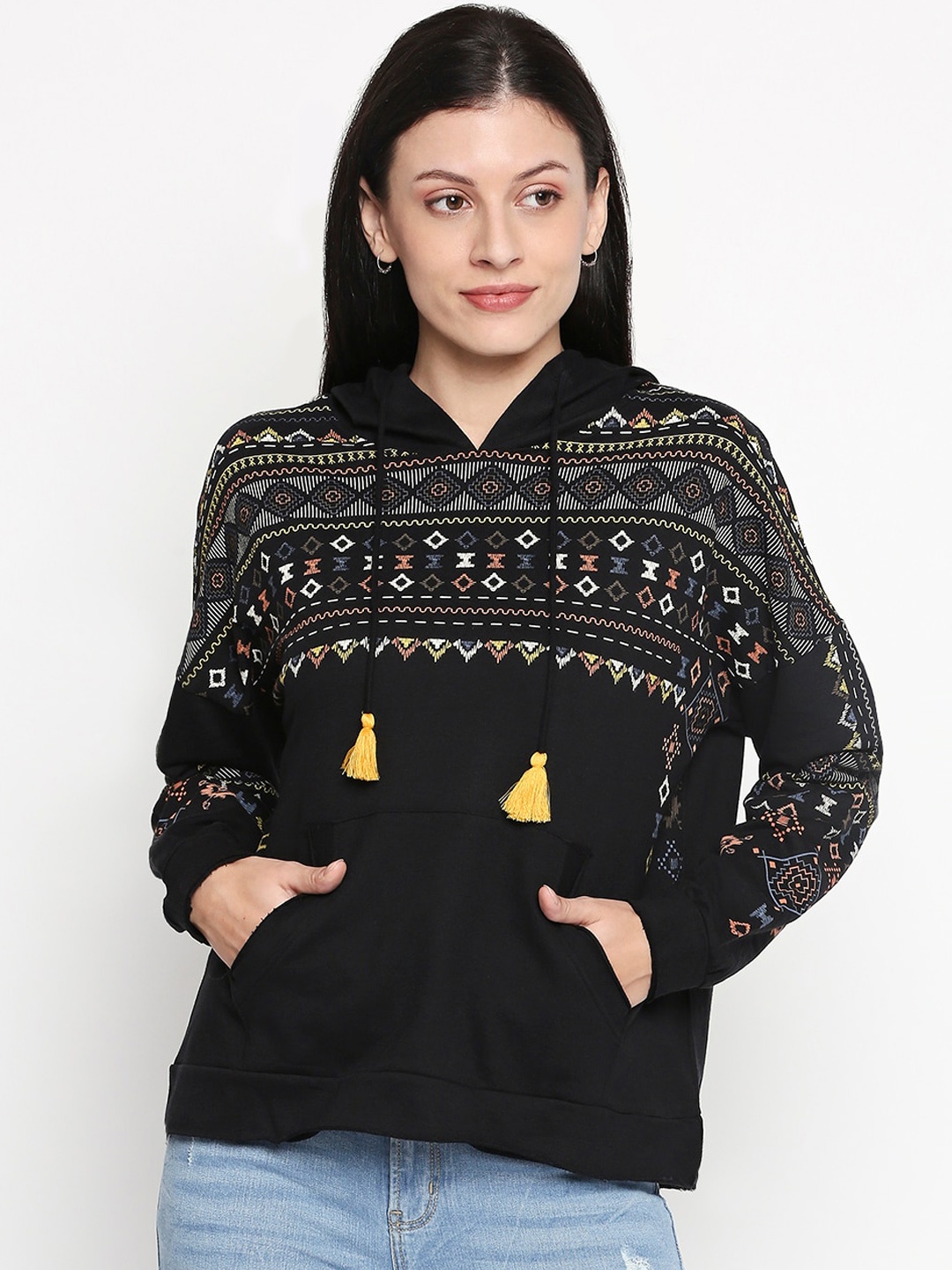

People Women Black Printed Sweatshirt
