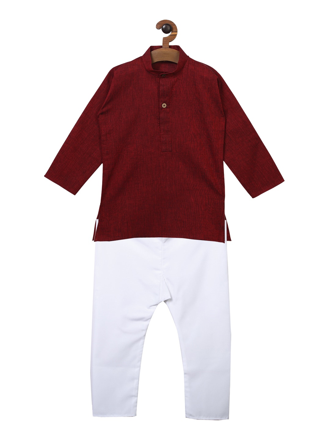 

Ridokidz Boys Maroon Solid Kurta with Pyjamas