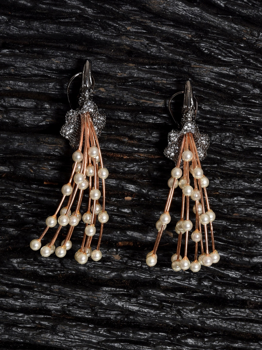 

MIDASKART Rose Gold & Black Contemporary Drop Earrings