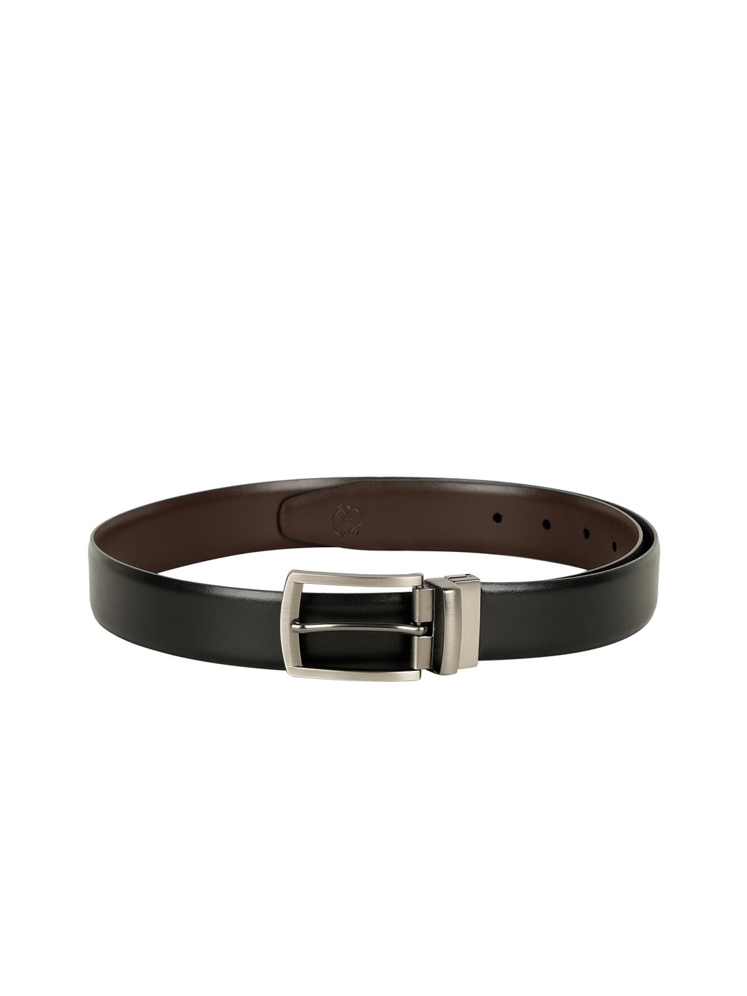 

ZEVORA Men Black & Brown Textured Reversible Belt