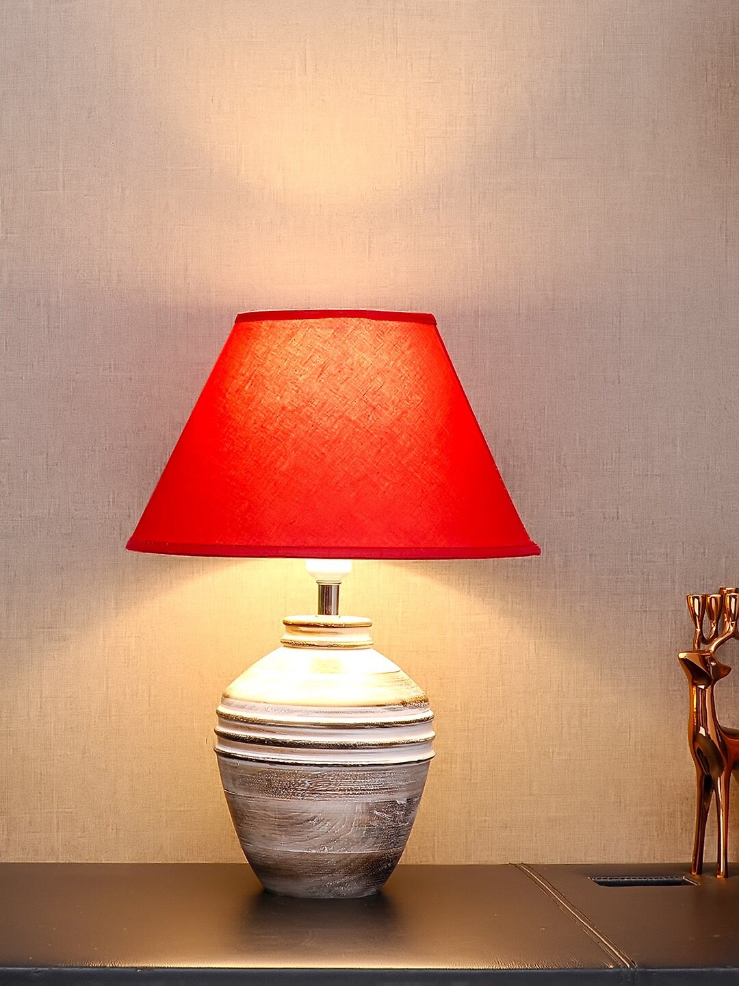 

THE LIGHT STORE White & Brown Solid Bedside Standard Table Lamp