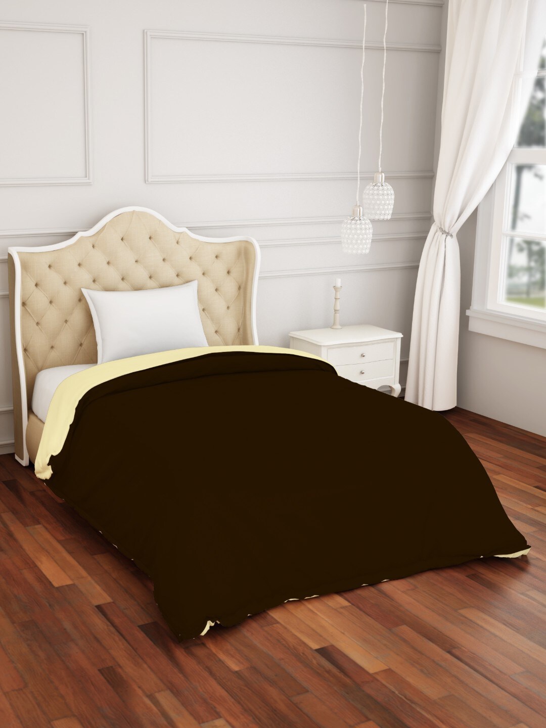 

SPACES Brown Solid 300 TC 100% Cotton Hygro Double Duvet Cover