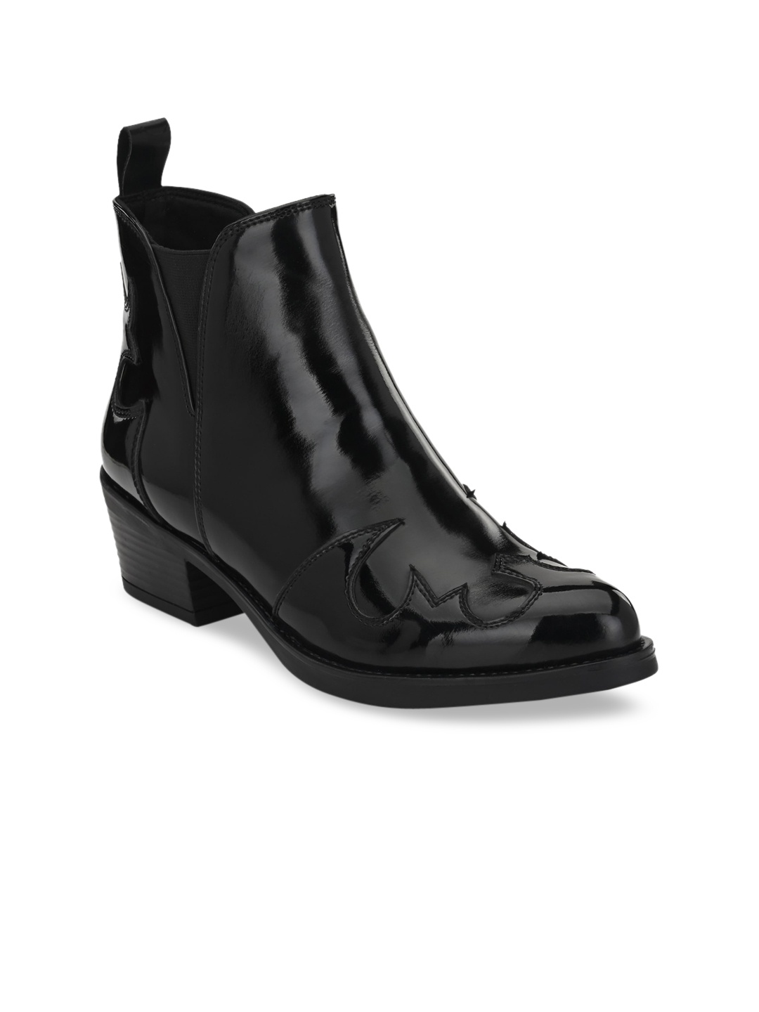

Delize Women Black Solid Heeled Boots
