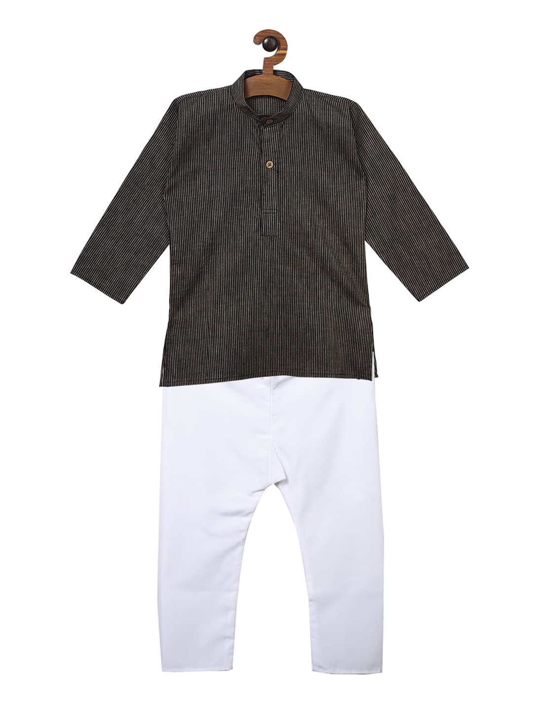 

Ridokidz Boys Brown & White Striped Kurta with Pyjamas