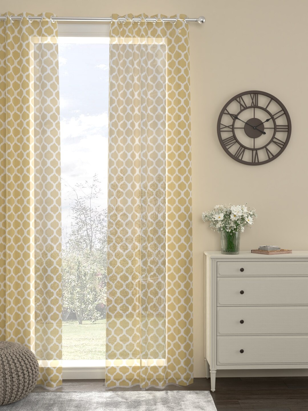ROSARA HOME Yellow & White Printed Door Curtains