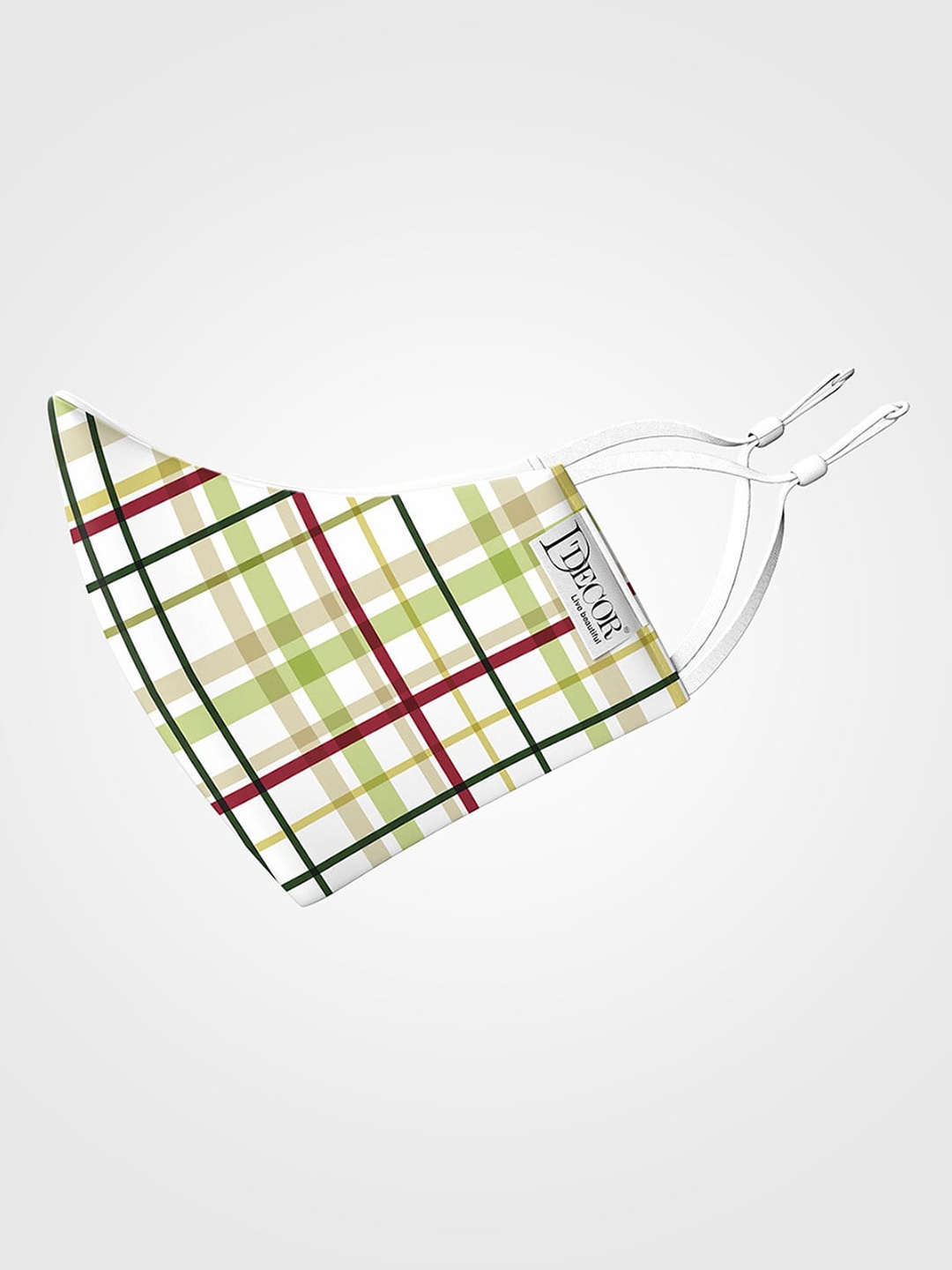DDecor Women White & Green Checked Reusable Mask