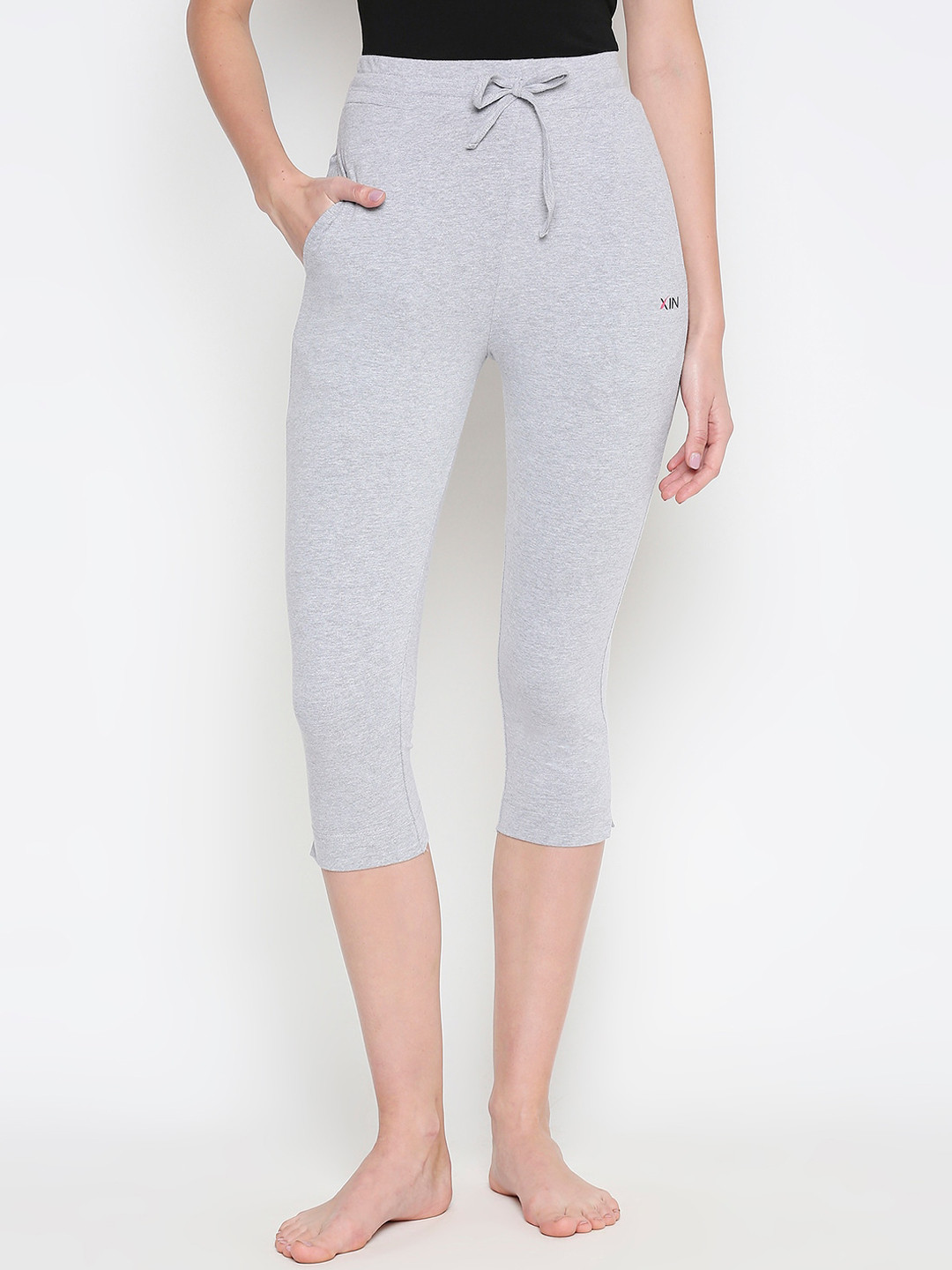 

XIN Women Grey Solid Lounge Capris