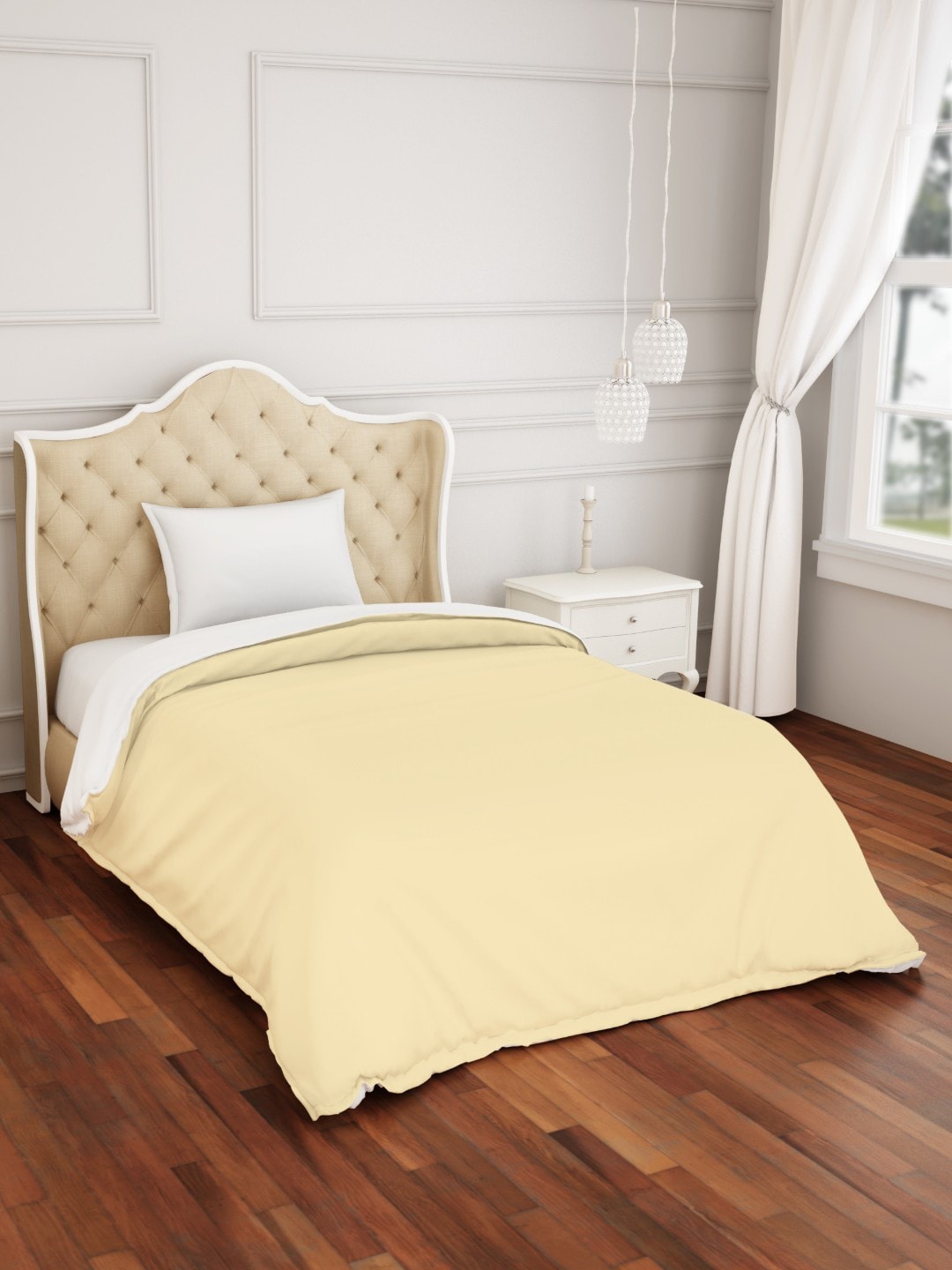 

SPACES Hygro Cream-Colour Solid 300 TC Single Duvet Cover
