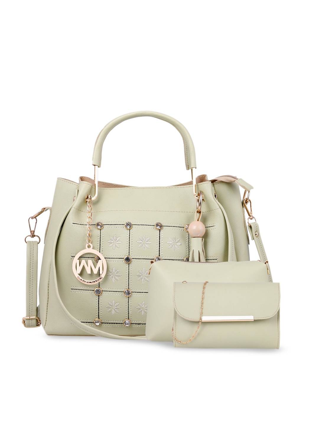 

WOMEN MARKS Green Self Design Handheld Bag