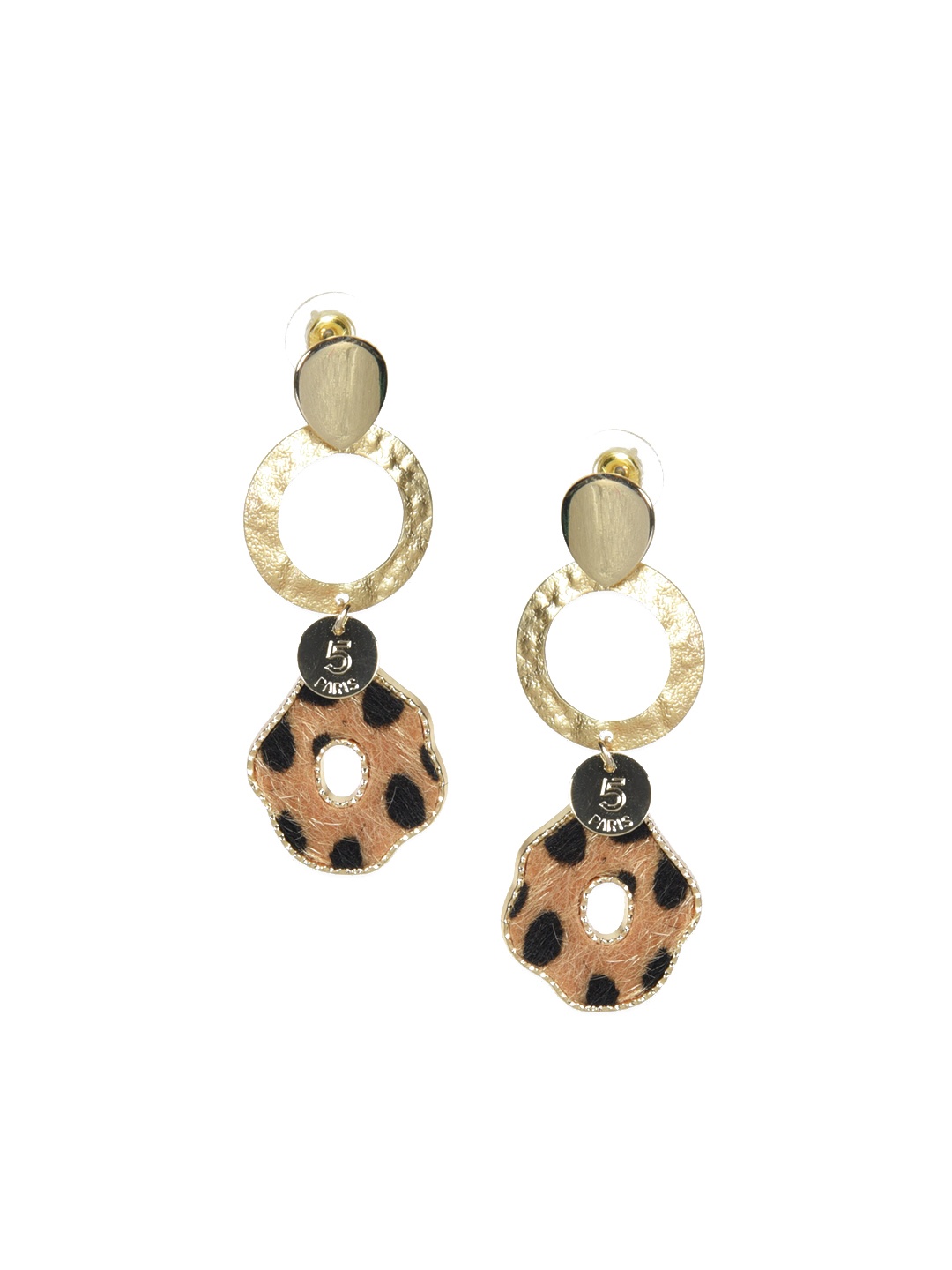 

MIDASKART Gold-Toned & Brown Contemporary Drop Earrings
