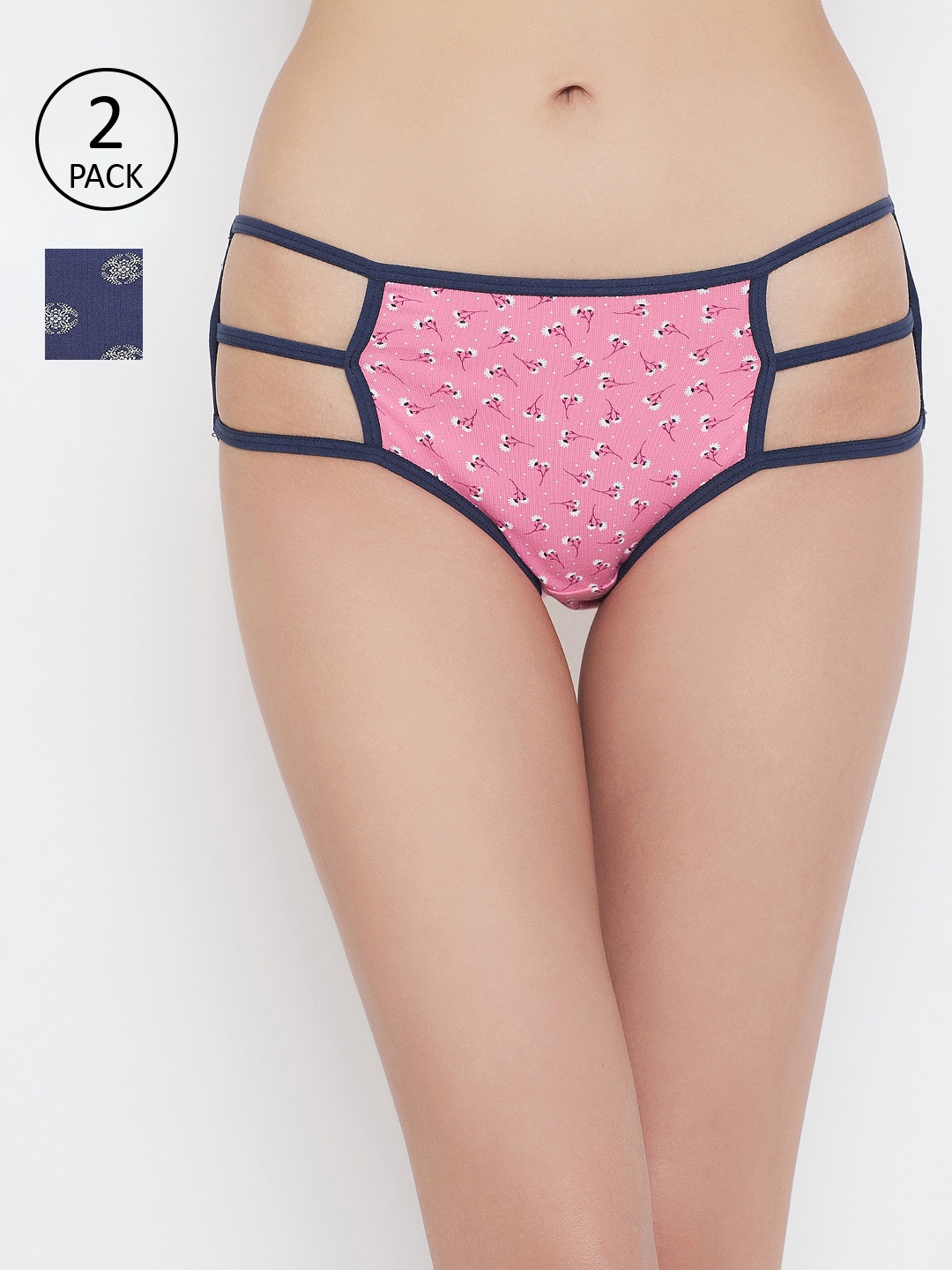 

Clovia Women Pack Of 2 Printed Hipster Briefs COMPNC953, Blue