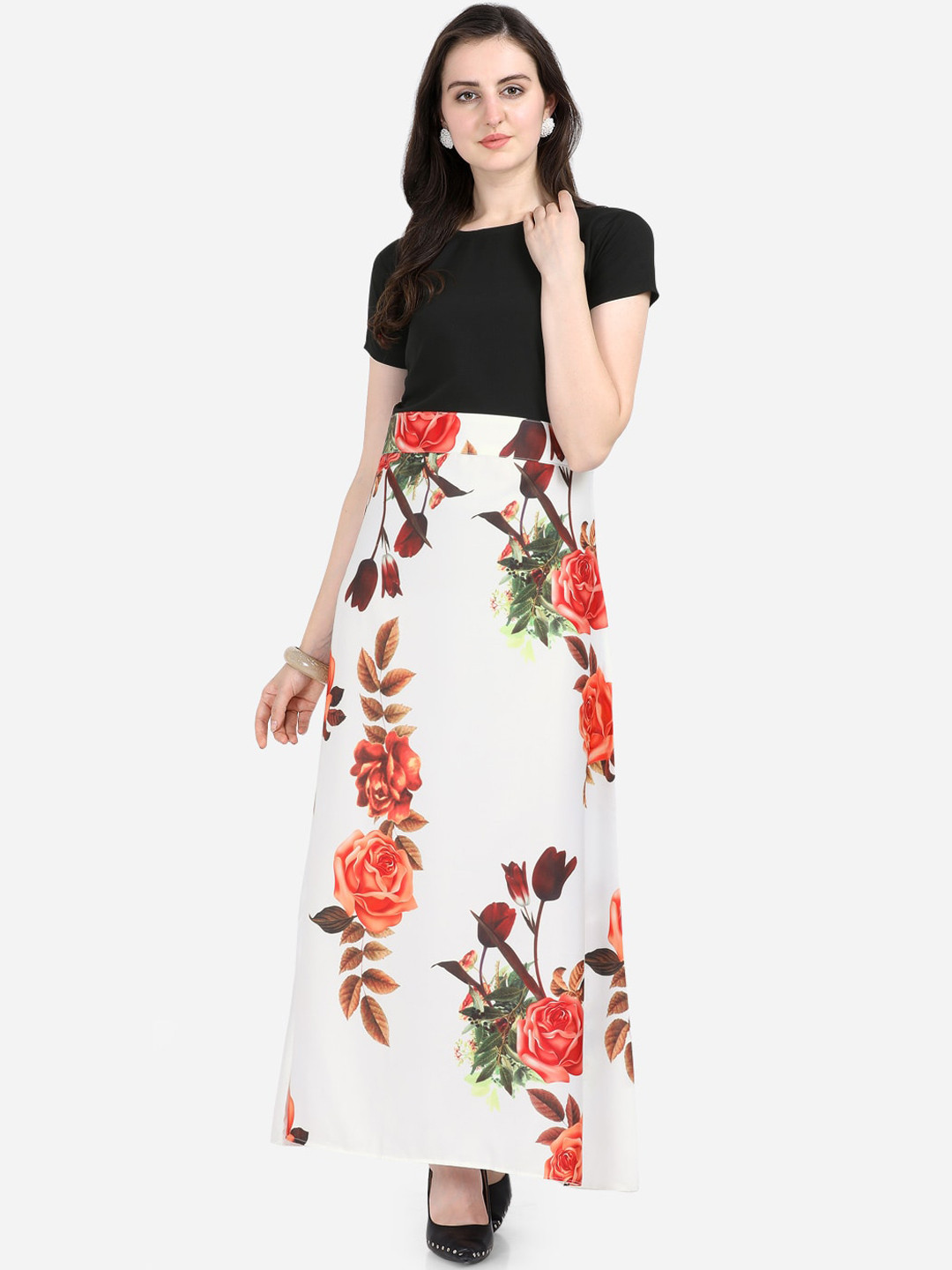 

Silk Bazar Women Black Printed Maxi Dress