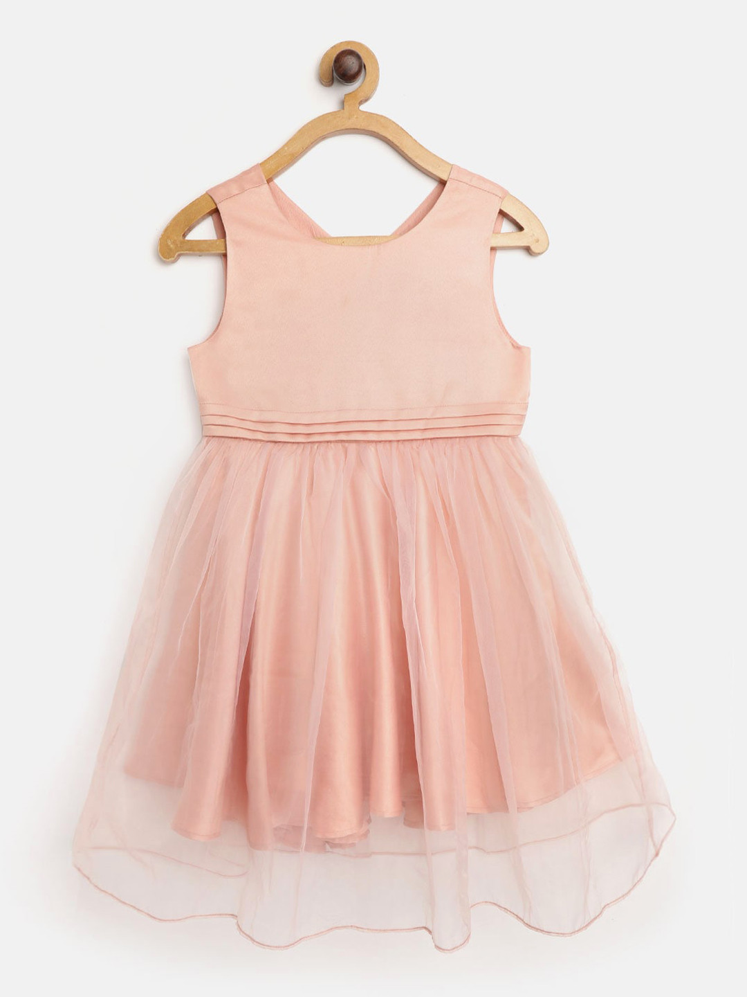 

Cherry Crumble Girls Peach-Coloured Solid Fit and Flare Dress