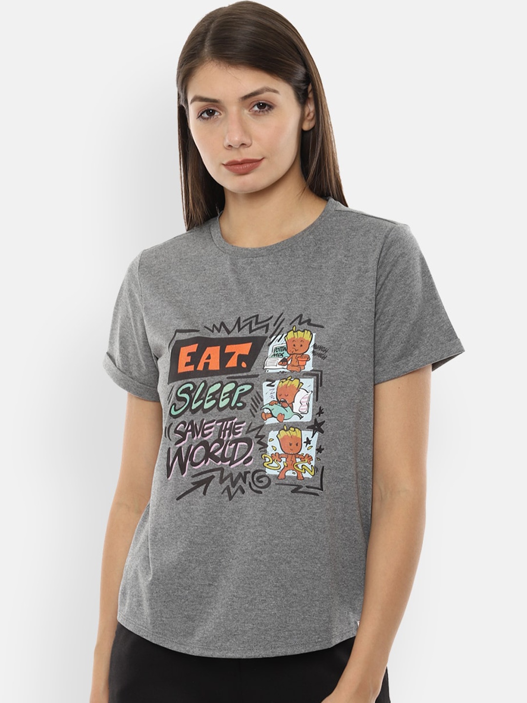 

Van Heusen Woman Women Grey Printed Top