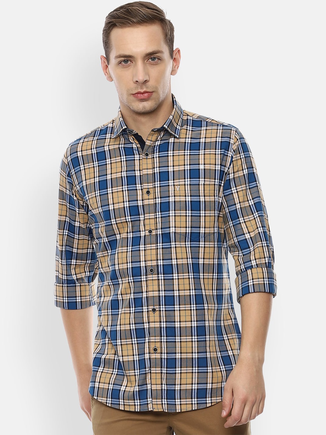 

Van Heusen Sport Men Multicoloured Slim Fit Checked Casual Cotton Shirt, Multi