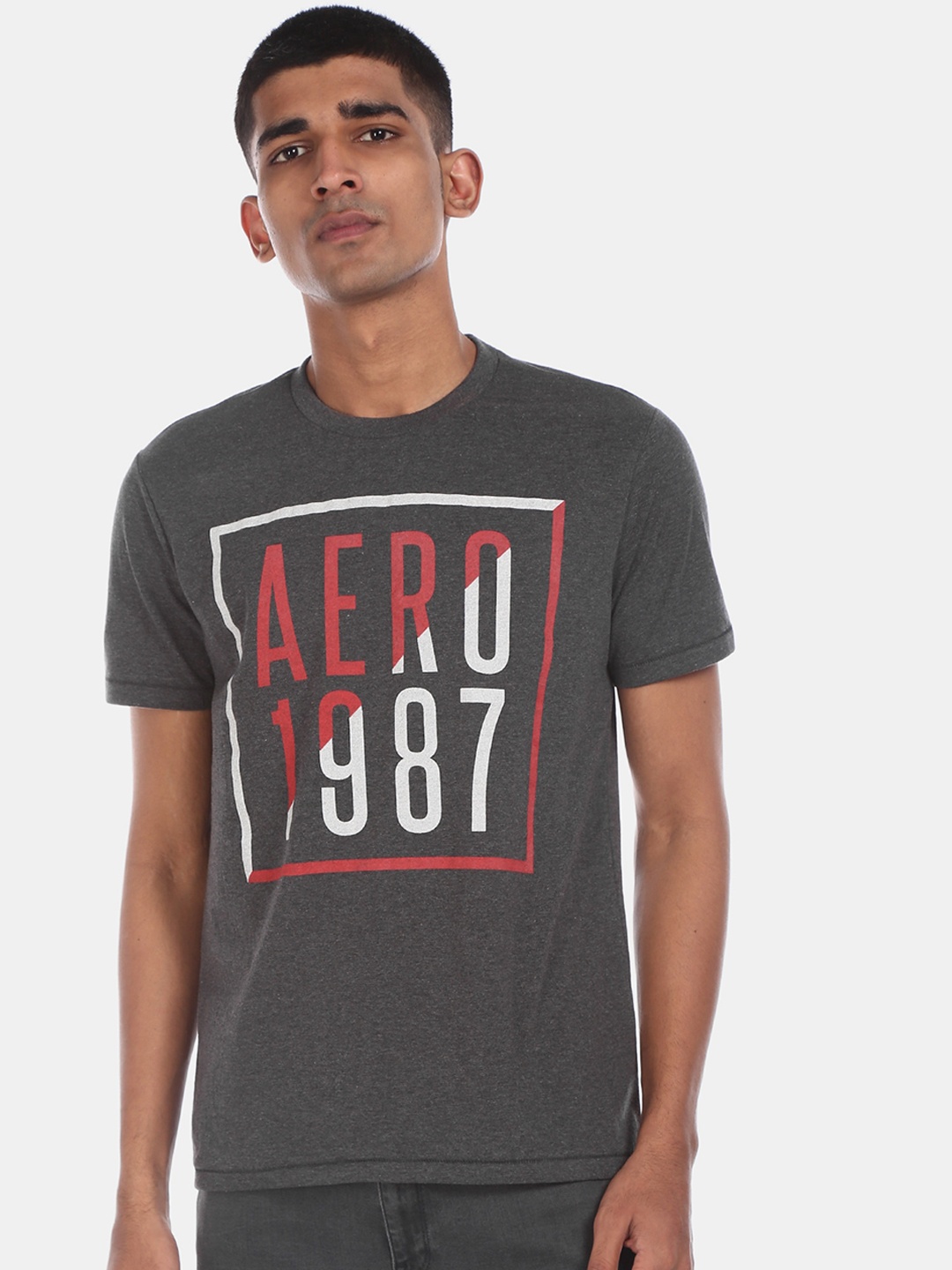 

Aeropostale Men Grey Printed Round Neck T-shirt