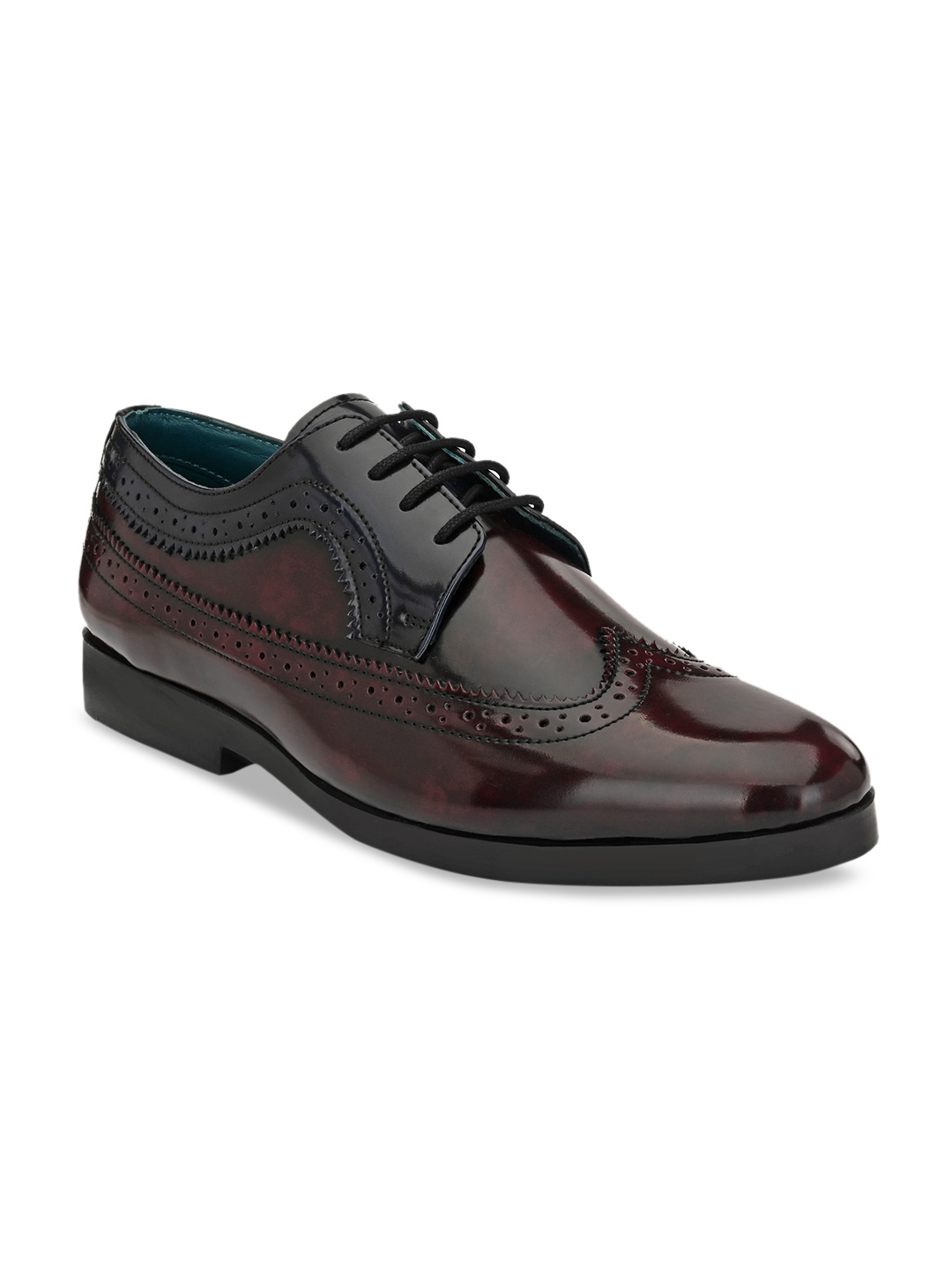 

San Frissco Men Maroon Textured Geniune Leather formal Brogues