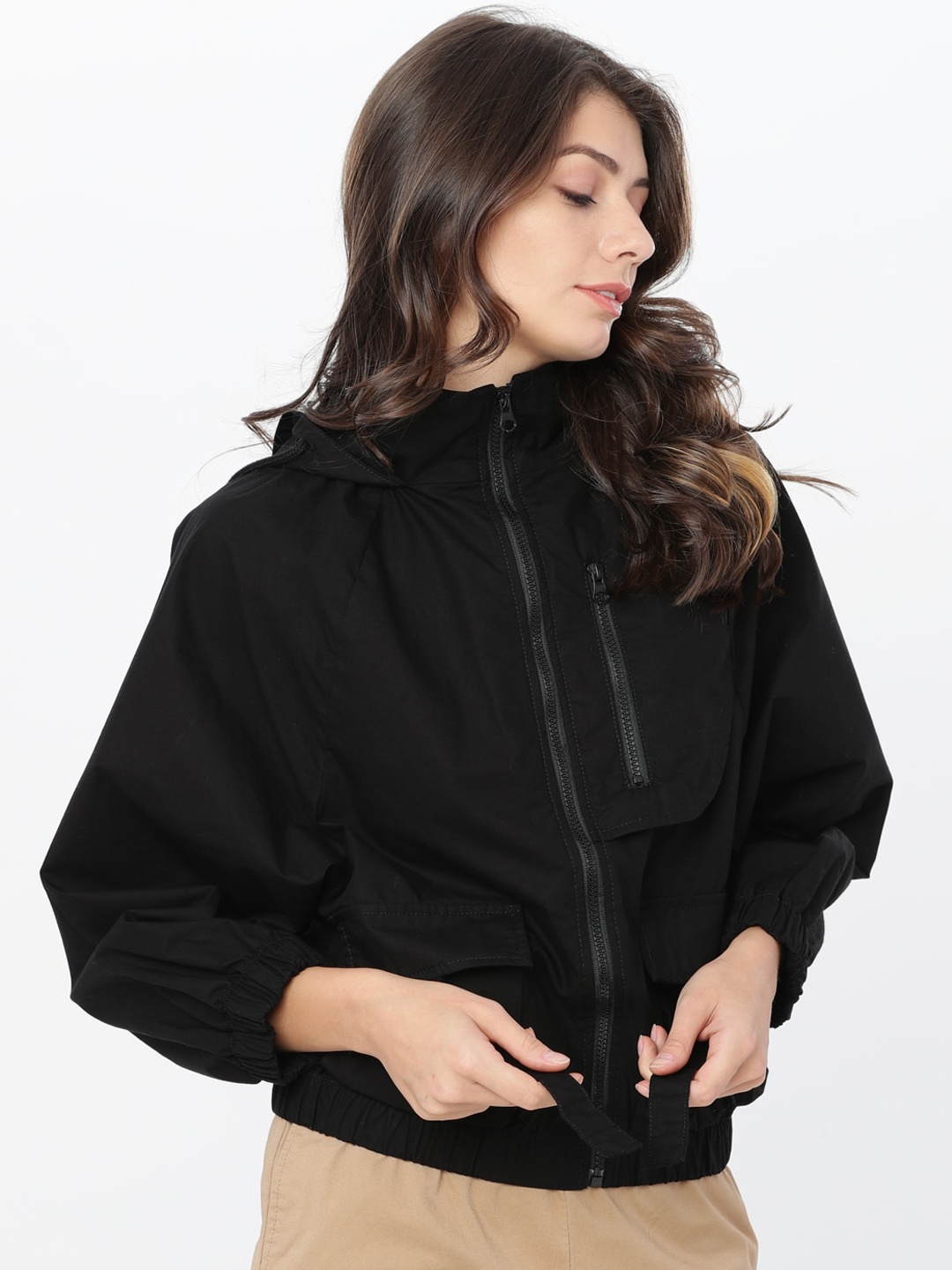 

Tokyo Talkies Women Black Solid Bomber