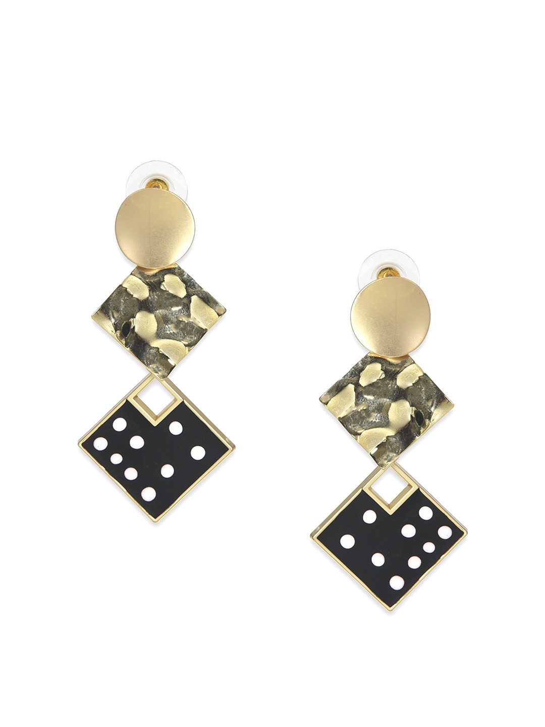 

MIDASKART Gold-Toned Contemporary Drop Earrings