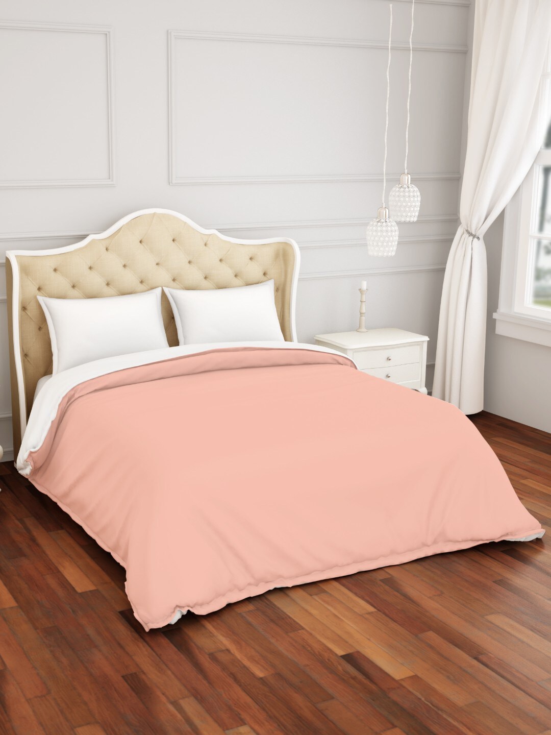 

SPACES Pink Solid 300 TC 100% Cotton Hygro Double Duvet Cover