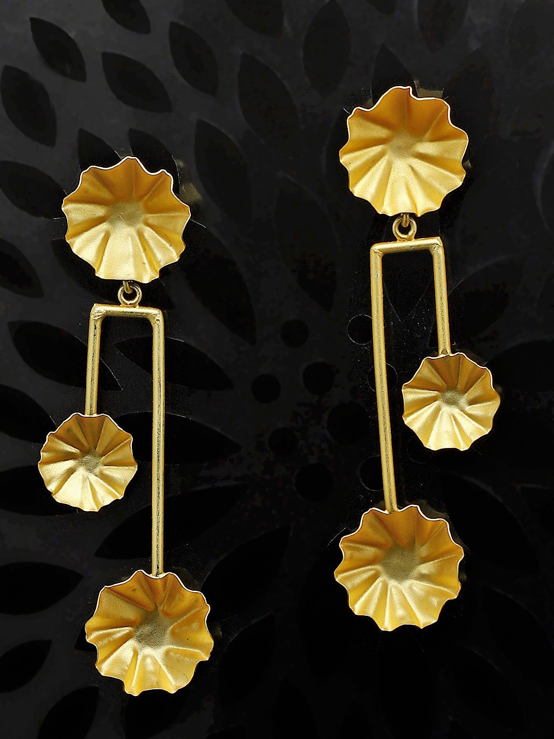 

MIDASKART Gold-Toned Contemporary Drop Earrings
