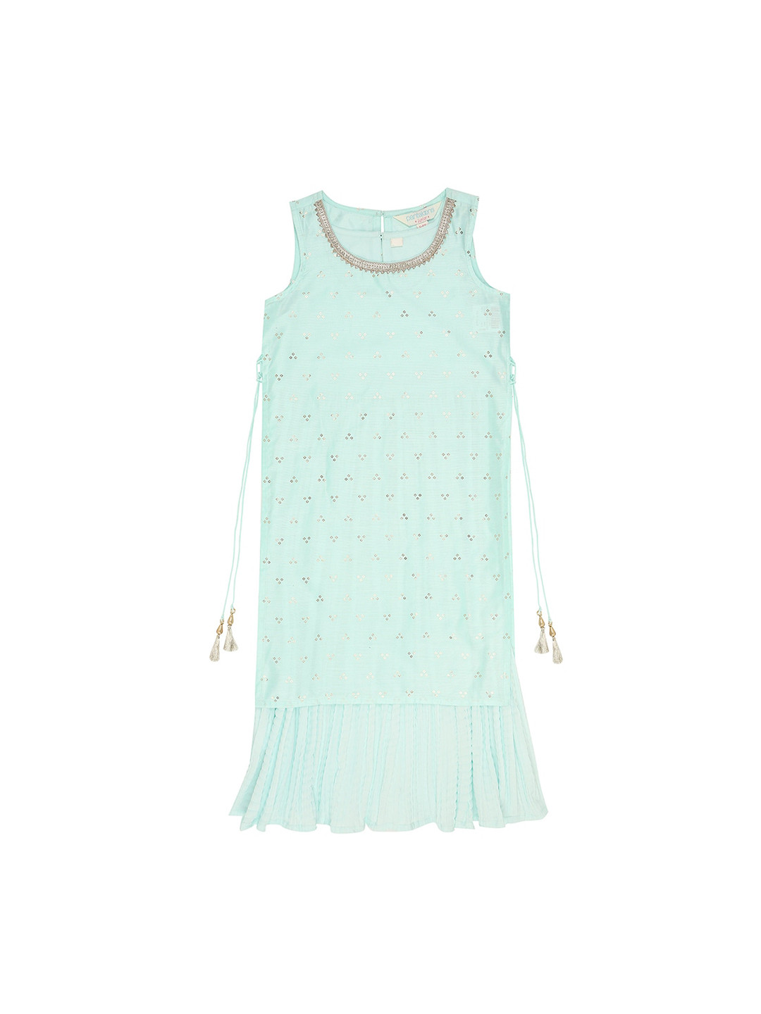 

AKKRITI BY PANTALOONS Girls Green Checked A-Line Kurta